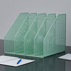 Office Desk Storage Rack File Storage Rack Metal Bookend File Rack Multi-Layer Folder Storage Box Office Supplies Collection Student Desk Bookshelf Information Rack Book Storage and Organization Rack