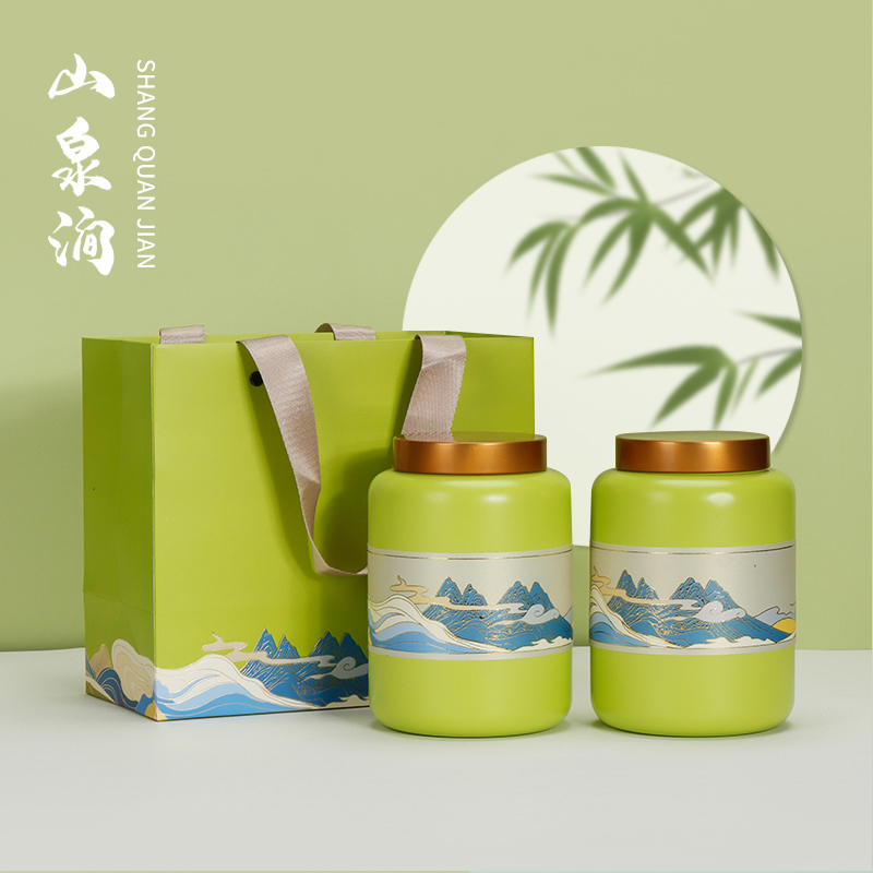 Green tea tea leaf jars iron jars half a catty of a catty Airy Tip Dragon Well Bilscrew Spring Sealed Jar Empty Jar Tea Iron Jar Custom-Taobao