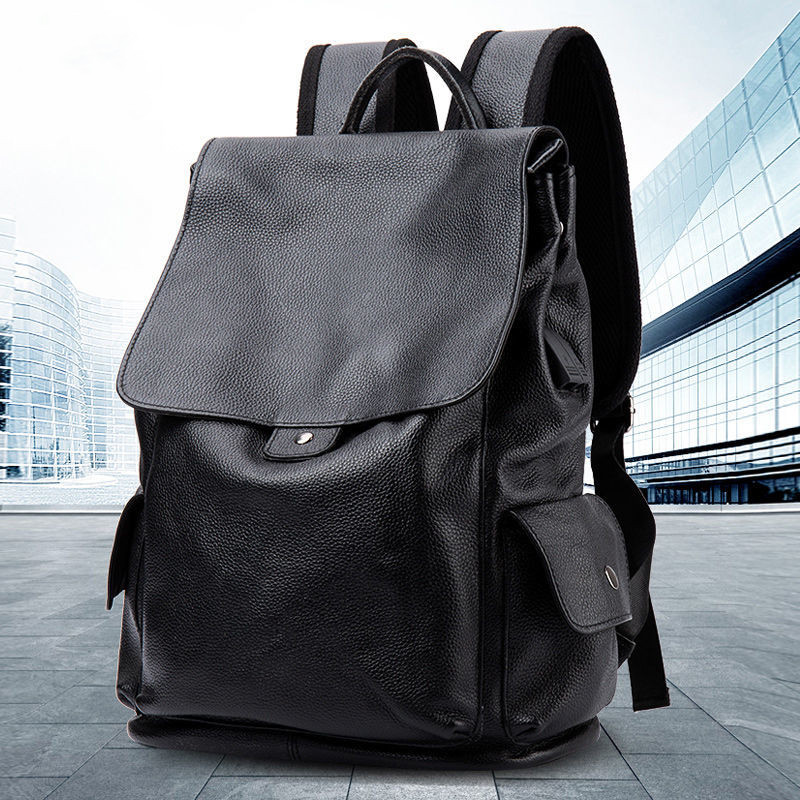 Genuine Leather Double Shoulder Bag Men's Fashion Bull Leather Men's Backpack Youth Machine Chia School Bag Leisure Travel Computer Bag Tide-Taobao