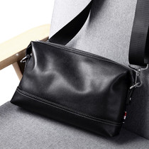 Mens leather shoulder bag mens bag casual backpack horizontal crossbody bag soft leather clutch hand bag Korean version