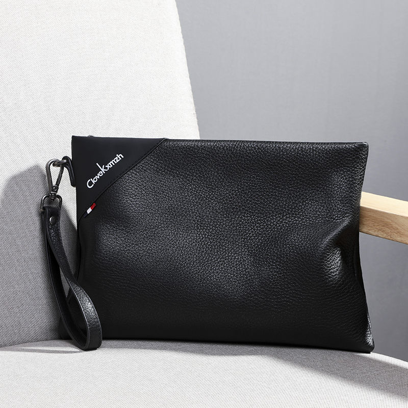 2022 Handbags Men's leather Business Fashion Large-capacity Handbags Men's Baotou Layer Bull Leather Envelope bag clamping bag