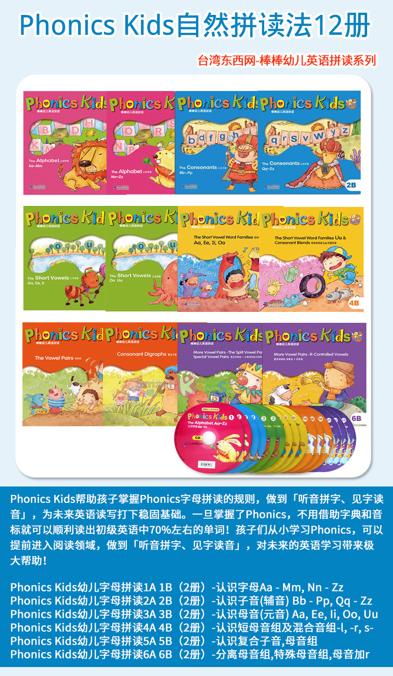 Phonics自然拼读系列教程《Phonic Kids Book 6》大合集 棒棒幼儿英语自然拼读 phonics kids 1-6级12册（1到6册pdf+配套视频）-天天素材网
