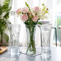 Simple Extra-Large Glass Vase, Transparent Water-Cultured Lucky Bamboo, Fresh Flowers, Living Room Home Flower Arrangement Decoration Vase Ornament