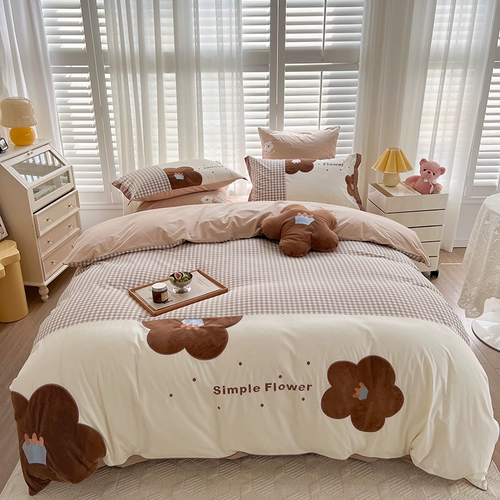 Мультяшный милый детский брендовый хлопковый комплект, хлопковая простыня, пододеяльник, одеяло, осенний, 4 предмета, постельные принадлежности