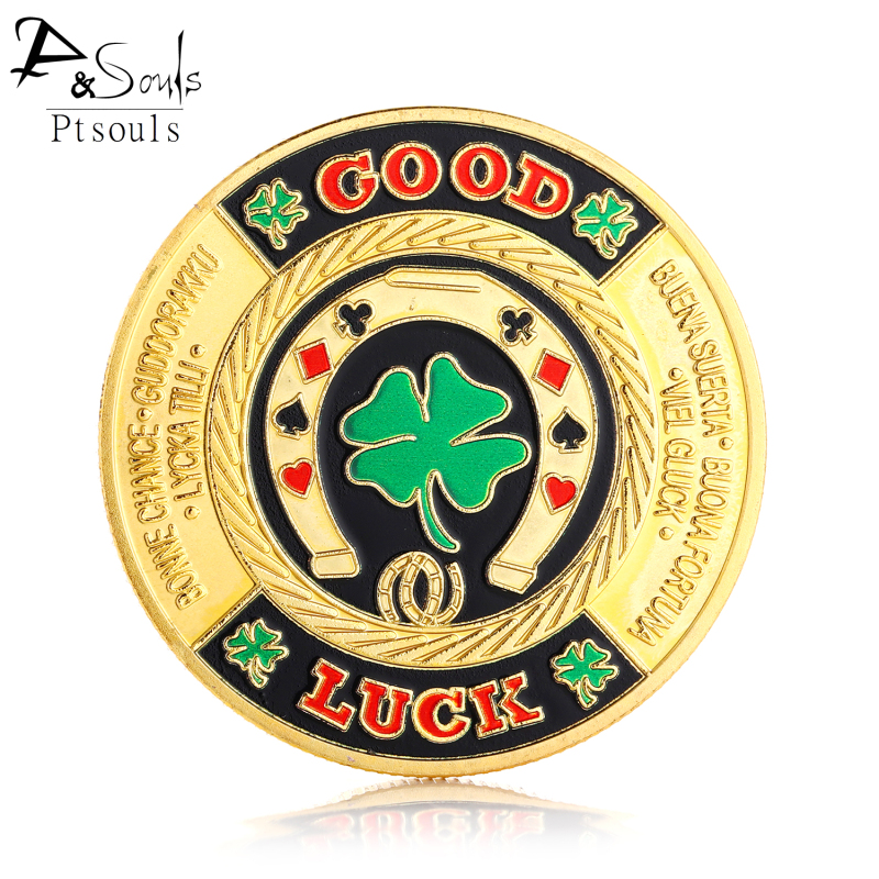 Good Luck Fortune-Telling Four-Leaf Clover Lucky Coin Pendant Fashion Light Luxury Coin Decision-Making Coin Horseshoe