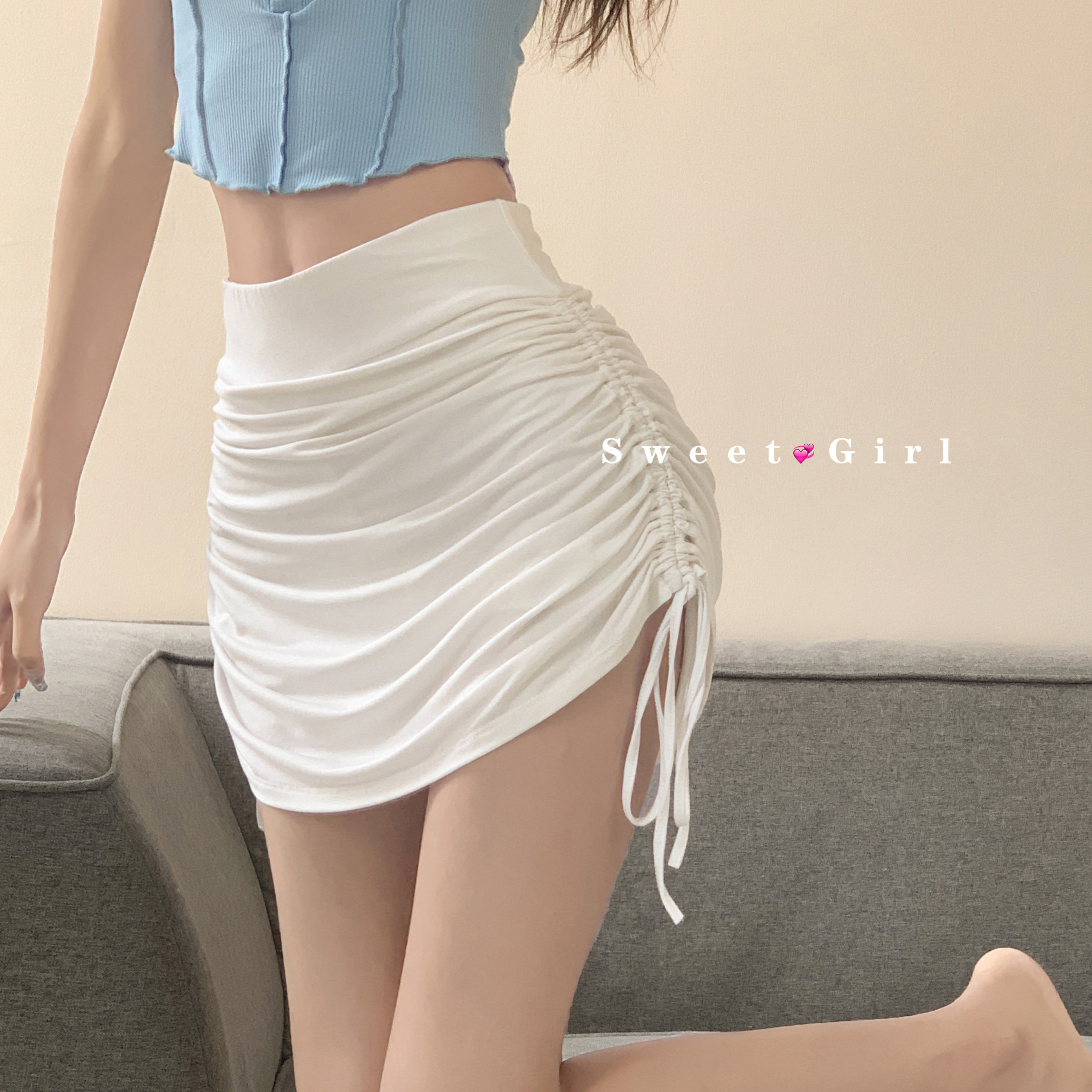 Pure Wind Strap Strap Strap Skirts Spring High Waist Stretch Prevention Walking Bag A-word Yoga skirt