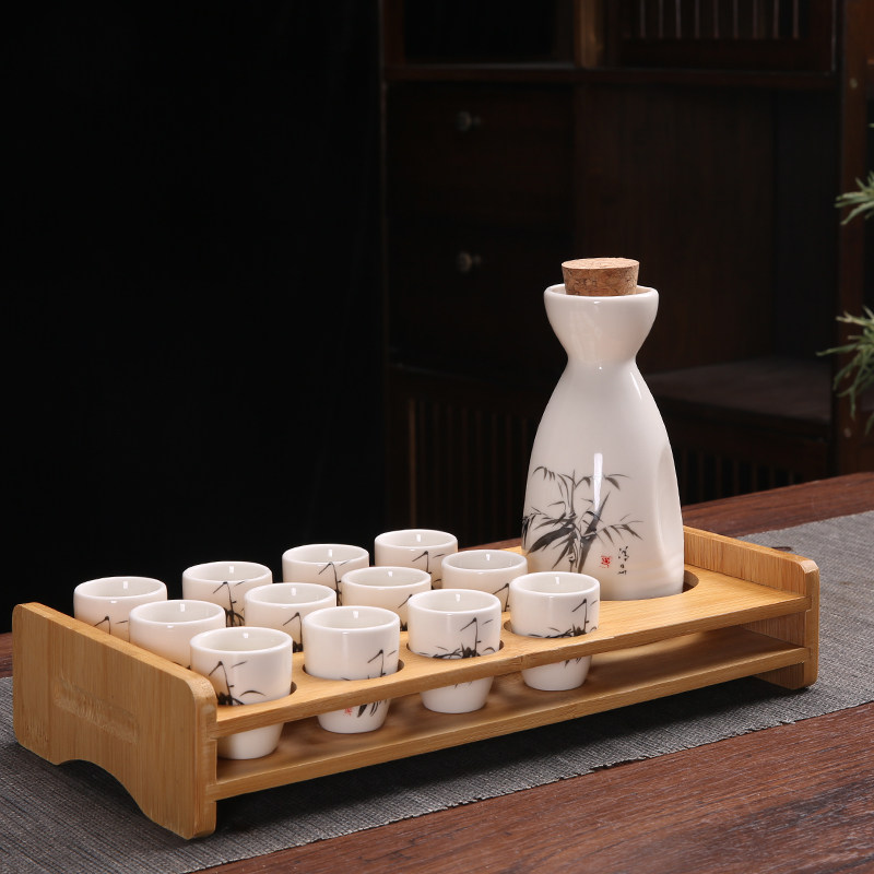 Ликер Cup 白酒杯套装陶瓷酒具家用分酒器仿古风酒壶小酒盅喝清酒杯子带杯架