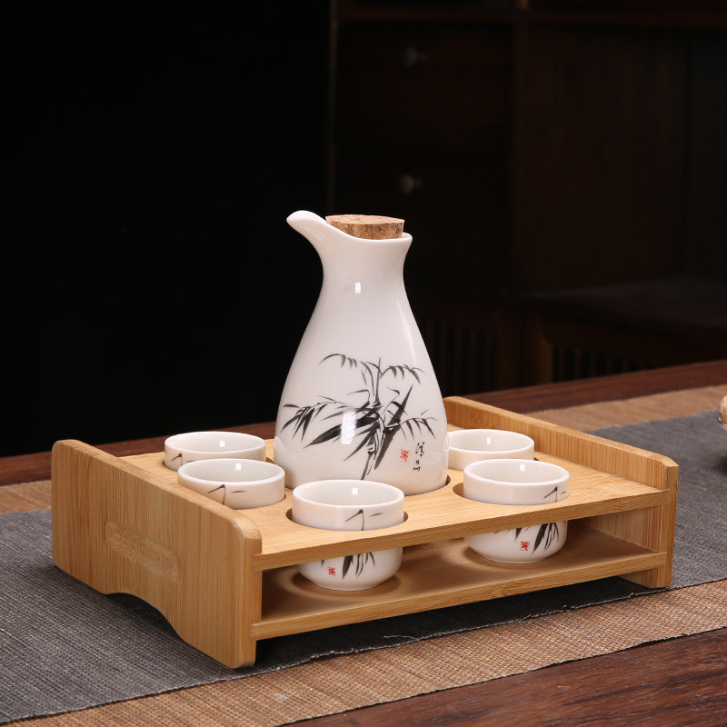 Ликер Cup 家用白酒分酒器套装分酒壶饭店用陶瓷酒具喝清酒杯半斤酒壶带杯架