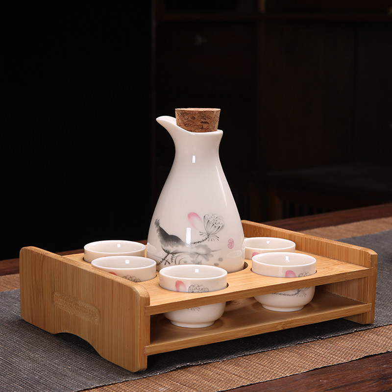 Ликер Cup 家用白酒分酒器套装分酒壶饭店用陶瓷酒具喝清酒杯半斤酒壶带杯架