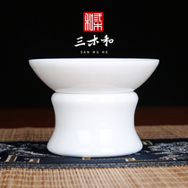 Miki and Jingdezhen handmade tea leak all-match sweet white glaze white porcelain tea filter Kung Fu tea accessories Tea making artifact