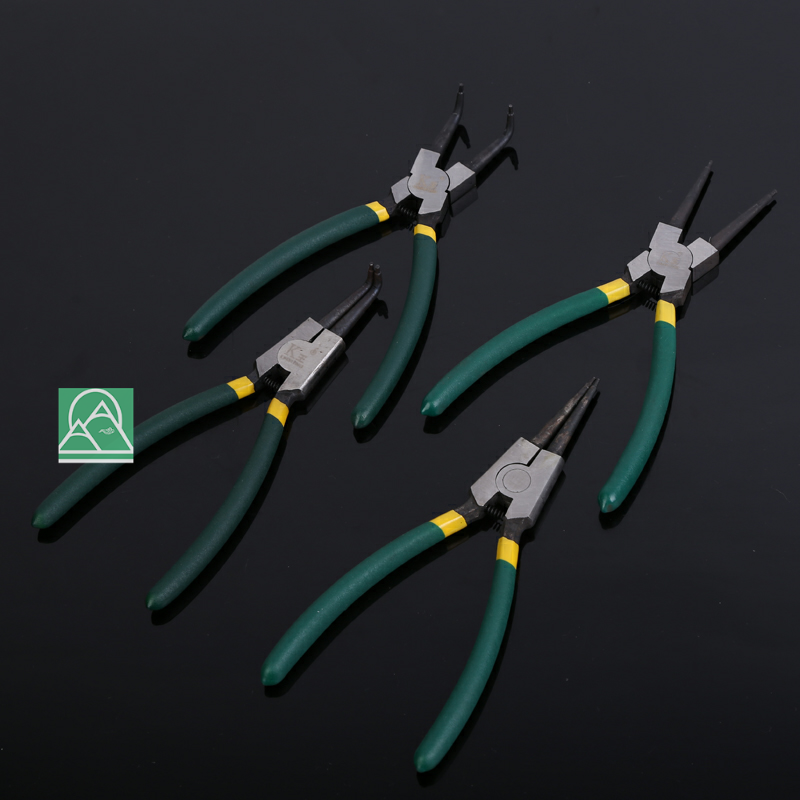 Snap spring pliers internal and external use card ring spring small C type clasp pliers multifunctional large full large number e type kYellow internal calipers