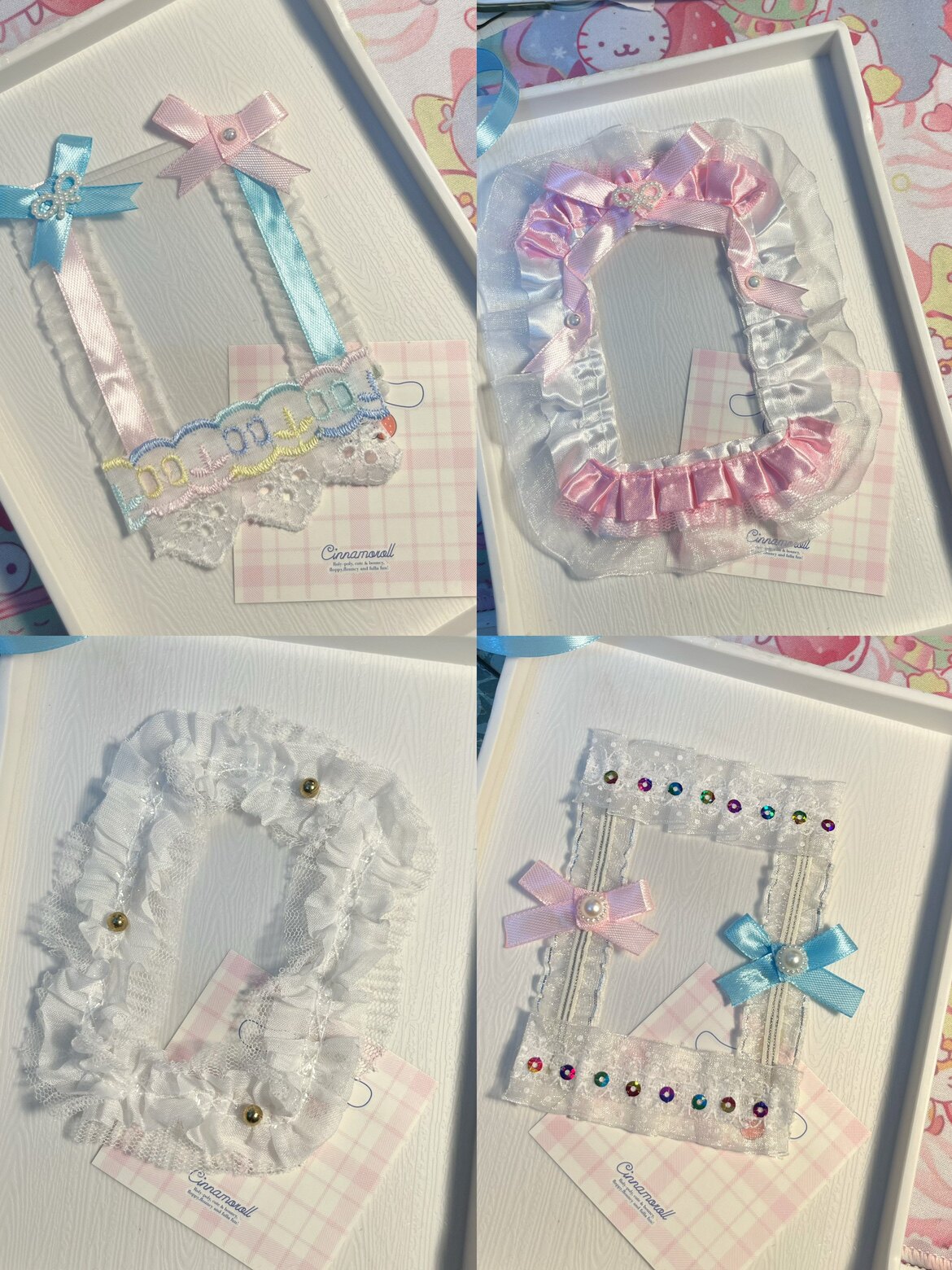 Original handmade sweet and Asian style idol photo instant card holder Y2K bow style lace card holder