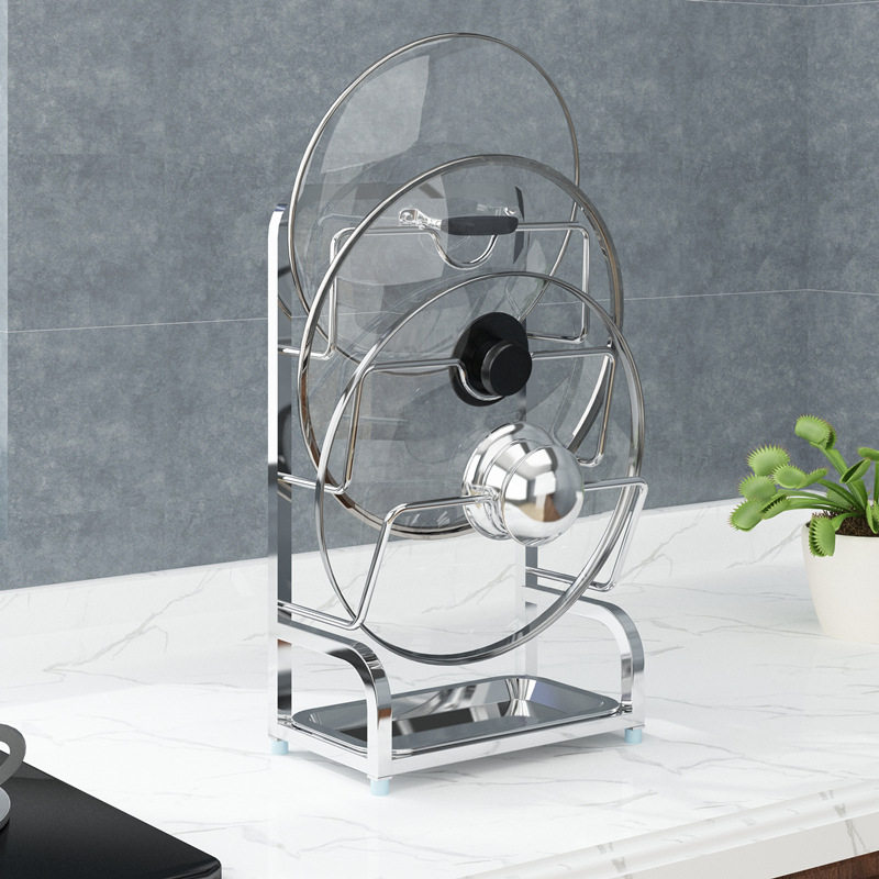 304 stainless steel pot cover rack wall-mounted punch-free kitchen rack chopping board rack cutting board storage layer rack artifact