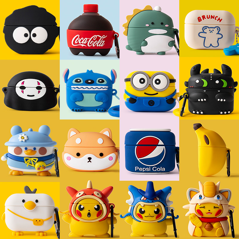 Apple headphones airpodspro protective sleeves airpods pro headphone cover 3 generation wireless Bluetooth headphones silicone soft shell airpods2 Decute cartoon 1 protective shell