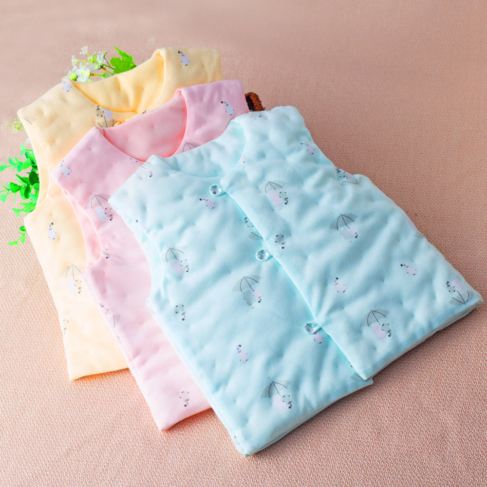 Baby vest pure cotton handmade baby vest boys and girls warm vest shoulder thickened spring and autumn children's vest