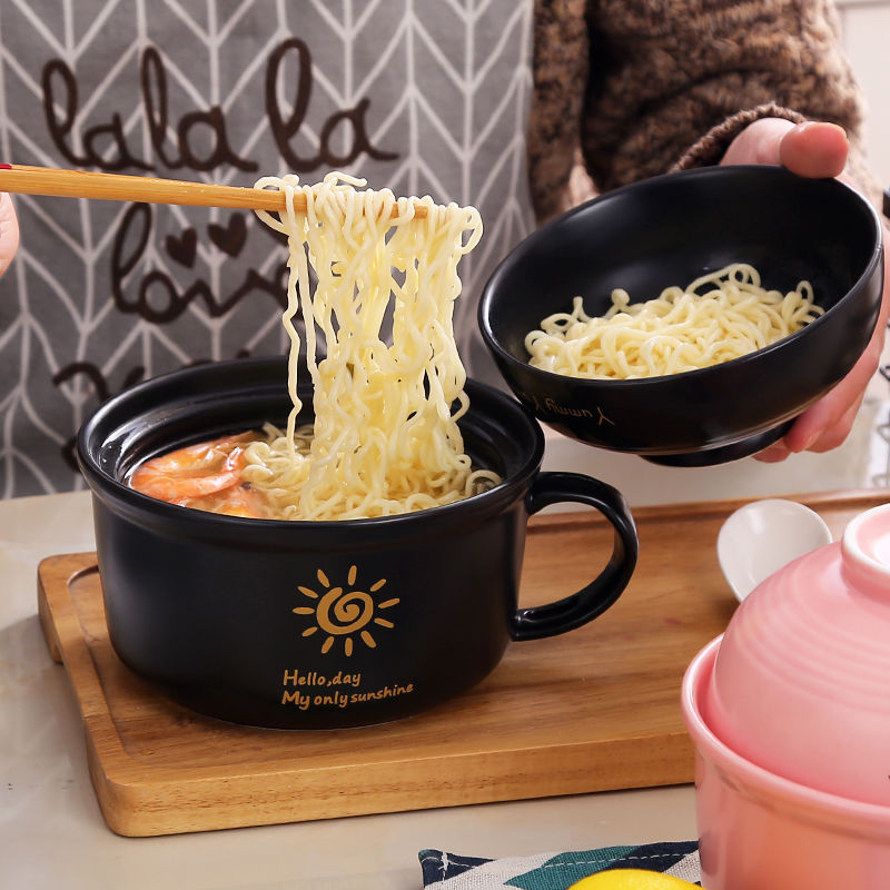 Ceramic lunch box lunch box can be microwave students job bowls noodles cup bowl with cover cup with the soup bowl chopsticks