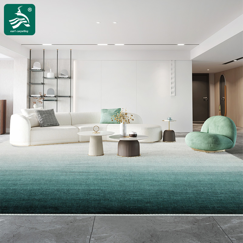 Living room carpet light luxury modern household tea pad simple full bedroom bed edge blanket with green gradient mat