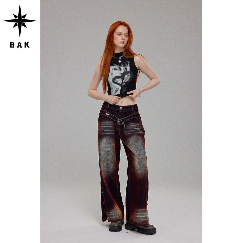 In-Stock Bak Original "Dakromen Style" Washed Velvet Denim Pants Casual Straight Thickened Trousers