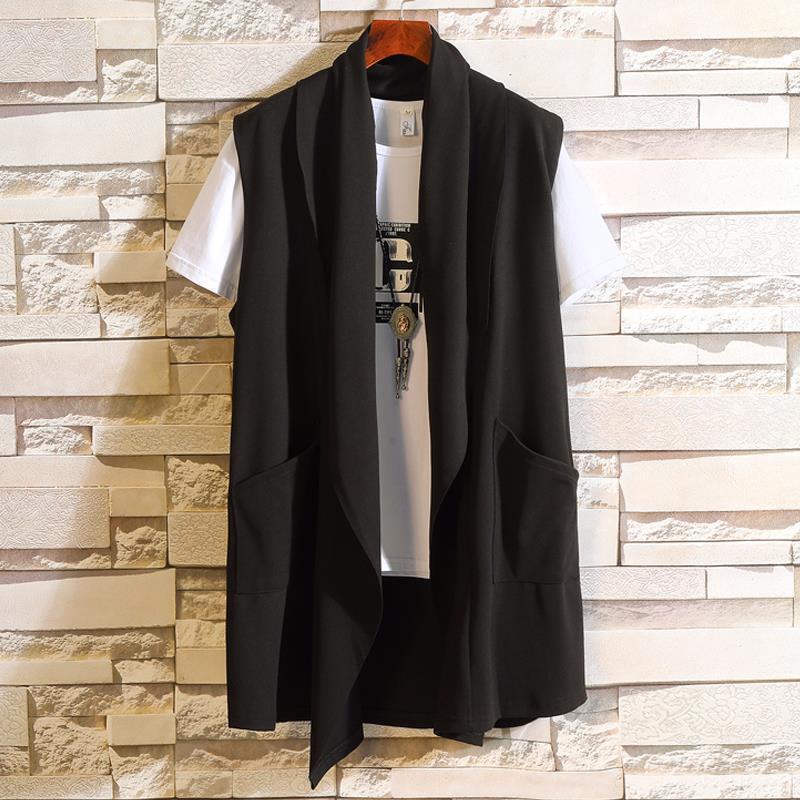 Men's Cape Jacket 2024 Summer New Style Mid-Length Sleeveless Vest Youth Korean Style Slim-Fit Trench Coat Trend