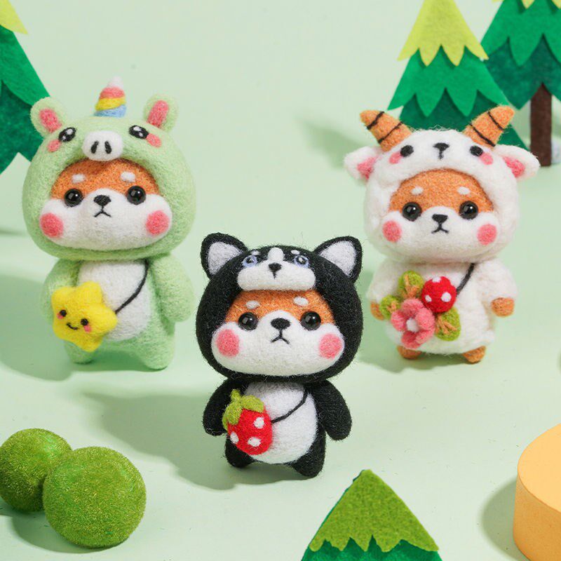 Wool Felt Sheep Felt Duozodiac Zodiac Chai Zodiac Chai Dog 5 Key Button Pendant Handmade D