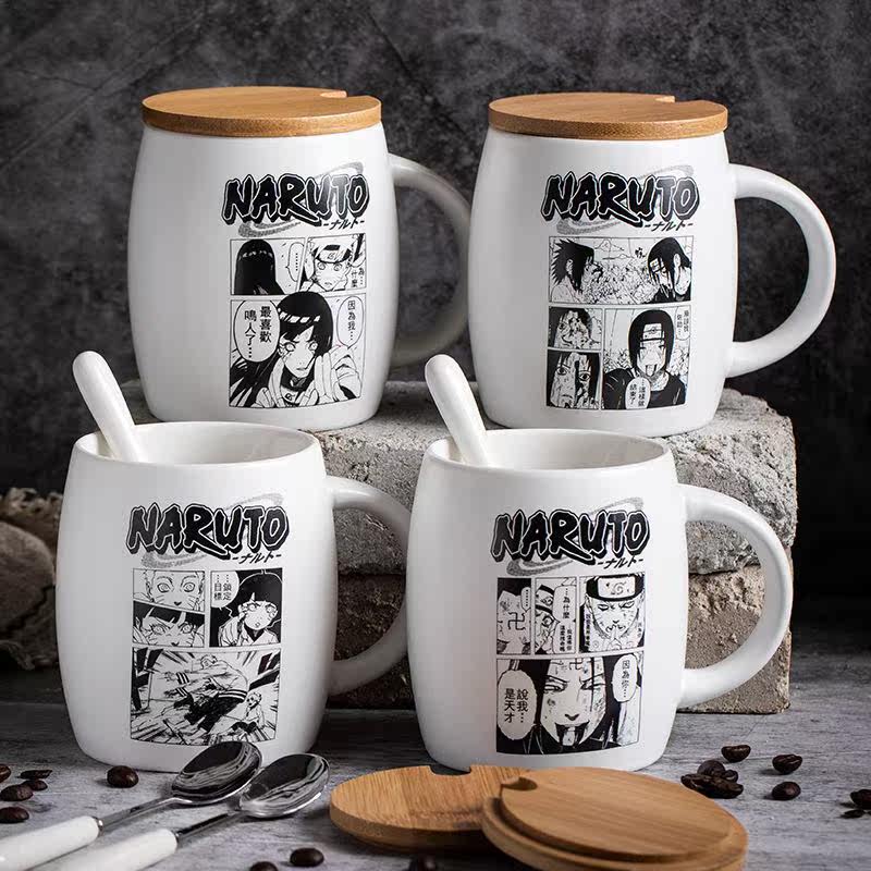 Mark Cup Guys Animated Cartoon Red Mark Cup With Lid Spoon Action Cartoon Ninja Water Cup Office Creative Café