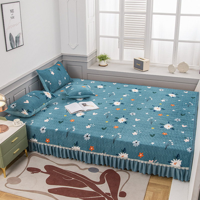 Clip Cotton Tatami Tatami Side Dress Crystal Suede Bed Linen Thickened Tread bed cover Anti-slip pit lid Season Universal Customisation
