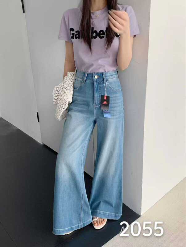 2055 Summer High-Waisted Slimming Straight-Leg Flared Jeans, S Waist Circumference 66, Hip Circumference 104, Length 98