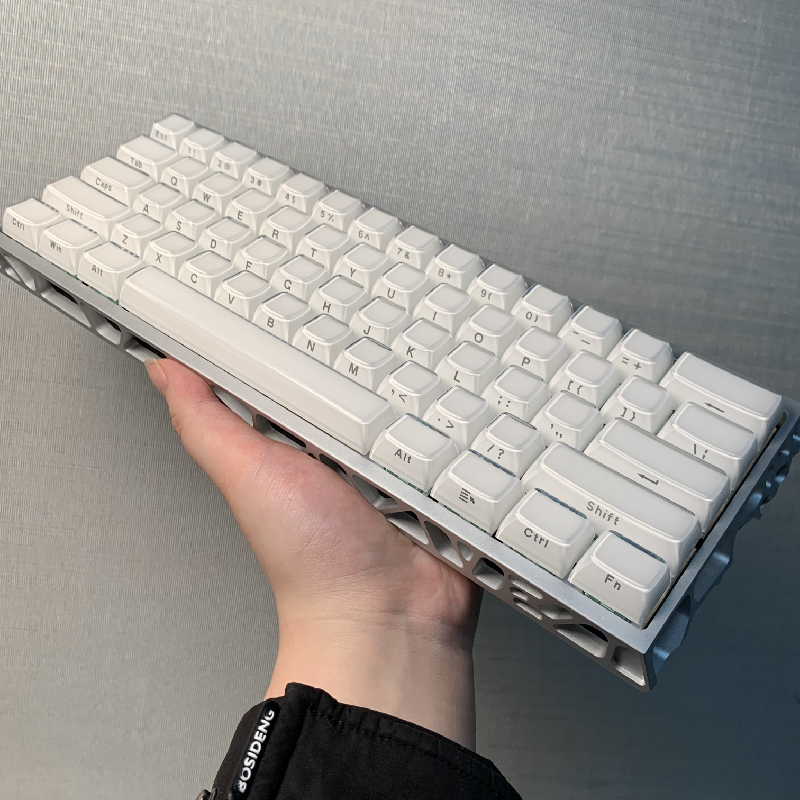 wooting60he+满改磁轴成品客制化改装键盘果冻键帽白色镂空外壳评价- 淘宝网
