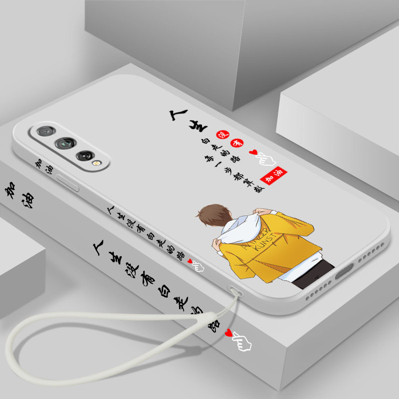 For Huawei Enjoy 10s Cell Phone Case Lens Full Cover HW Enjoy 10 Plus New Straight Edge Liquid Silicone STK-AL00 Net Red Text Enjoy 10e Luxury Trending Unisex A