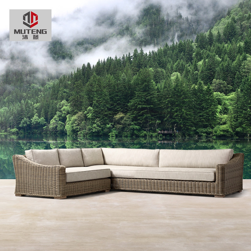 Outdoor sofa courtyard patio Nordic outdoor garden waterproof sunscreen leisure single double rattan rattan chair combination