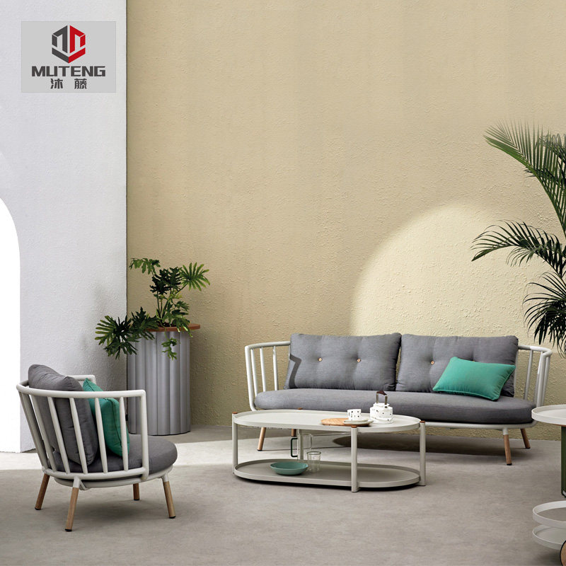 Nordic outdoor sofa waterproof sunscreen balcony courtyard garden terrace outdoor villa leisure single double combination