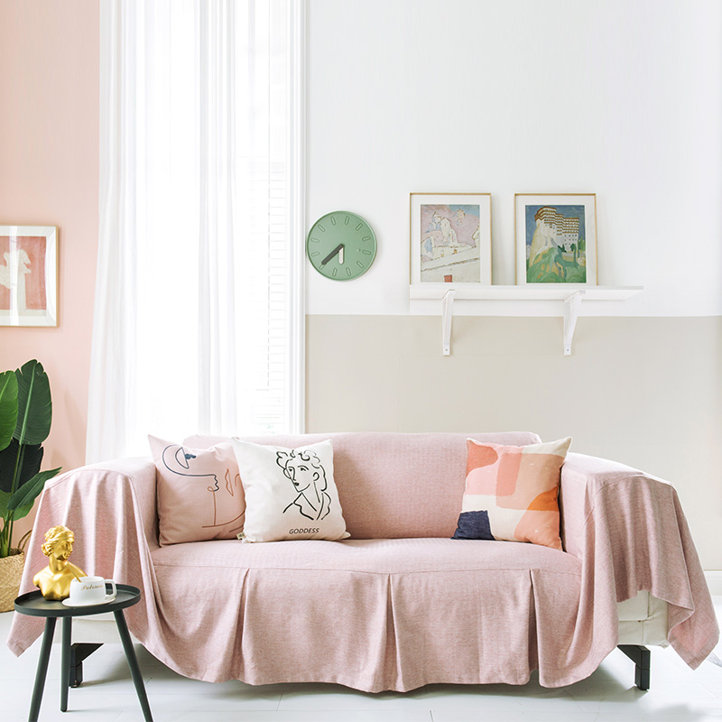 Sofa cover sloth dust resistant cover cloth Nordic minimalist pure color thickened anti-slip sofa cover universal full cover abrasion resistant