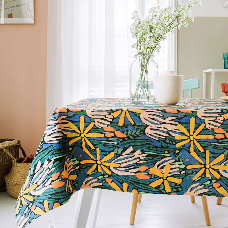 American pastoral tablecloth cotton and linen thickened non-slip dining table mat cloth waterproof household rectangular coffee table cloth anti-scalding simple