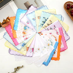 30cm Ladies pure cotton Print Handkerchief Vintage Coarse Cotton Thin Absorbent Sweat Wipe Cotton Handkerchief Retro Soft Hand Towel