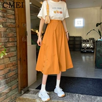 Ретро осенняя приталенная длинная юбка для отдыха, высокая талия, 2023, эластичная талия, А-силуэт