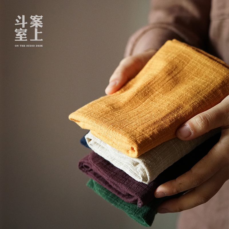 Double Layer Thickened Cotton Linen Water Absorbent Tea Towel Thick Tea Cloth Zen Vegetarian Atea Table Rag Heat Insulation Pot Mat in the bucket room case