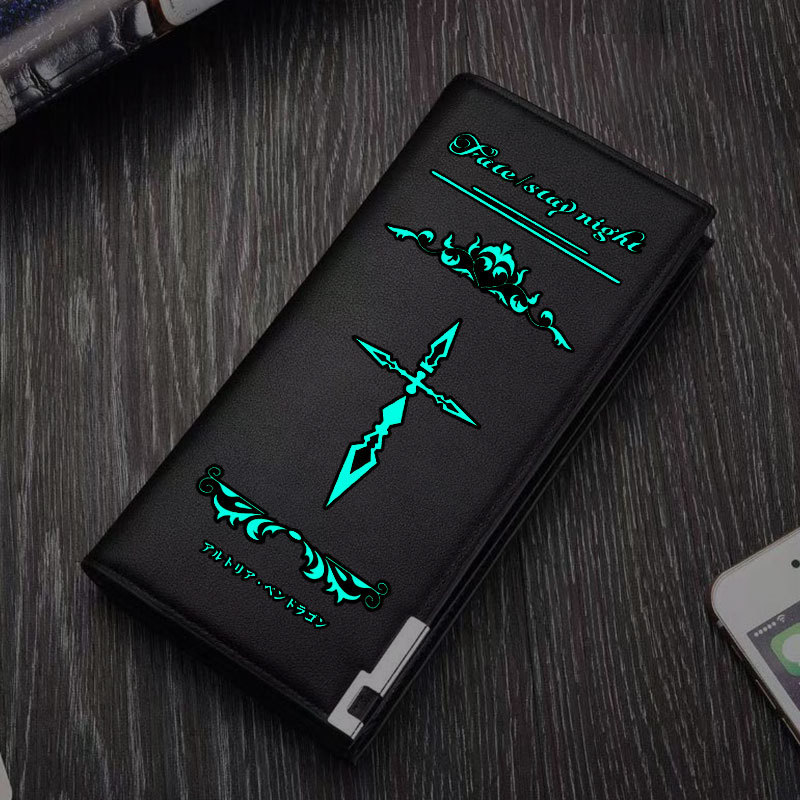 Fate Spell Anime Glow-In-The-Dark Wallet Merchandise, My King Saber Fate/Stay Night Student Trendy Gift for Men and Women