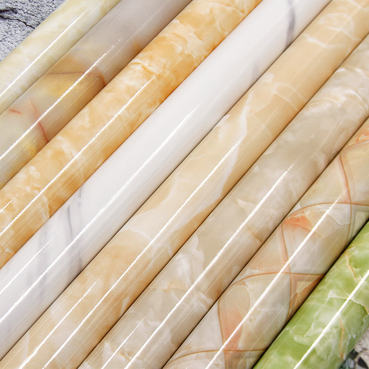 80cm Thick Marble-Patterned Self-Adhesive Kitchen Oil-Proof Sticker for Cabinets and Countertops, Waterproof and Oil-Proof Tile Renovation Wallpaper