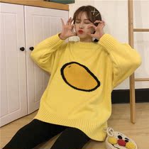Autumn and winter 2021 new small fresh fun fruit jacquard loose jacket short outside wearing long sleeve sweater womens clothing