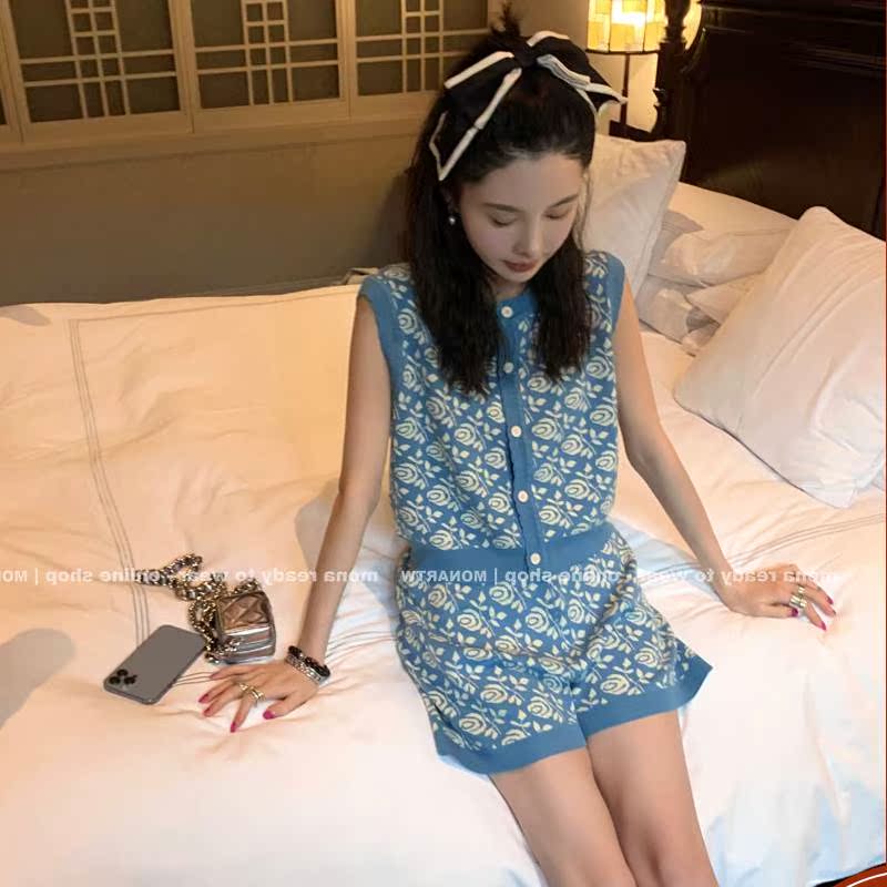 New stitch sweatshirt horse chia shorts three-piece suit casual kit matching women's 2022 new