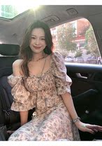 Dime Han Comprehensive Love Ensemble Retro Days Silk Breaking Flower Suit Womens Fashion Minus-age half-body dress Two sets STUDIO