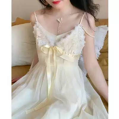 Fairy dream pearl off-the-shoulder butterfly mesh 2021 spring and summer bottoming suspender dress female