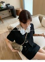 The French version of the new womens Korean version 2022 vintage trendy minus-age girls like lace collar small fragrant wind suit