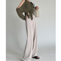 Vertical Tug Pants Broadlegged Pants Woman Summer Pituitary Sensation Superior Sense Slim Waist High Waist West Pants High Subcasual Pants