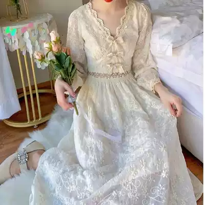 2021 autumn encounter romantic delicate pearl butterfly big pendulum hollow heart machine loin sweet French dress