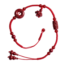 Fu Side 2024 Long year Zhu sand duosheng zodiac red rope foot chain Ping An buckle bracelet This life is knitted with foot rope decoration