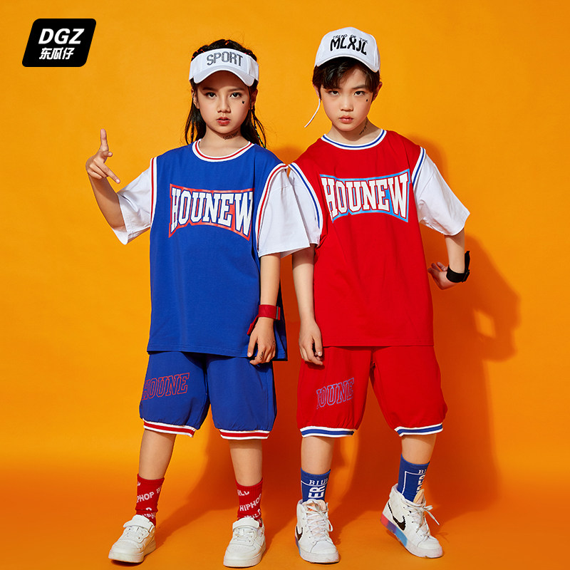 Children's street dance performance tide clothing boys hip-hop loose dance basketball clothing suit girls jazz dance training performance clothing