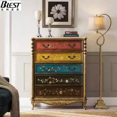 American solid wood drawers cabinet painted living room porch cabinet bedroom multifunctional storage cabinet large capacity by wall cabinet