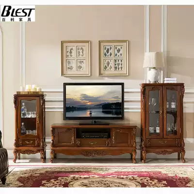 American all solid wood small apartment TV cabinet European film and television cabinet wine side cabinet combination bedroom country home floor cabinet