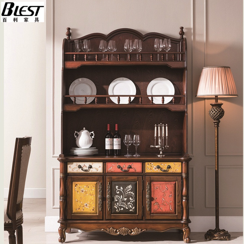 American Solid Wood Color Painted Dining Cabinet Home Leaning Wall Containing Cabinet Small House Wine Cabinet Hyun Kanoff Cabinet Living-room Tea Water Cabinet